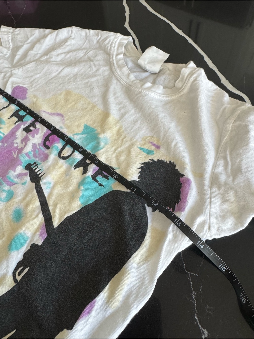 The Cure Graphic Band T-Shirt - White with Purple & Teal - Picture 5 of 6